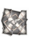 Twill Geometrik Desenli Gri Renkli 90x90 Eşarp (İpek İçermez) Kenar Dikiş Şekli El Dikişli thumbnail 1