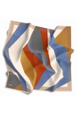 Twill Geometrik Desenli Taba - İndigo Renkli 90x90 Eşarp (İpek İçermez) Dikim Şekli : El Dikişi thumbnail 1