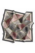 Twill Geometrik Desenli Pudra Renkli 90x90 Eşarp (İpek İçermez) Kenar Dikiş Şekli El Dikişli thumbnail 2