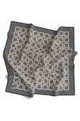 Twill Geometrik Desenli Gri Renkli 90x90 Eşarp (İpek İçermez) Kenar Dikiş Şekli El Dikişli thumbnail 1