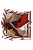 Twill Geometrik Desenli Bordo Renkli 90x90 Eşarp (İpek İçermez) Kenar Dikiş Şekli El Dikişli thumbnail 1
