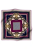 %100 Twill İpek Barok Desenli Mürdüm - Lacivert Renkli 90x90 Eşarp Dikim Şekli : El Dikişi thumbnail 2
