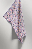 Twill Renkli Çiçek Desenli Lila Renkli 90x90 Eşarp (İpek İçermez) Kenar Dikiş Şekli El Dikişli thumbnail 5