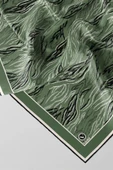 Twill Soyut Çizgi Desenli Mint Yeşili Renkli 90x90 Eşarp (İpek İçermez) Kenar Dikiş Şekli El Dikişli thumbnail 2