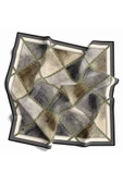 Twill Geometrik Desenli Gri Renkli 90x90 Eşarp (İpek İçermez) Kenar Dikiş Şekli El Dikişli thumbnail 2