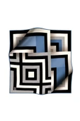 Twill Geometrik Desenli İndigo Renkli 90x90 Eşarp (İpek İçermez) Dikim Şekli : El Dikişi thumbnail 2