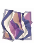 Twill Geometrik Desenli İndigo - Saks Renkli 90x90 Eşarp (İpek İçermez) Dikim Şekli : El Dikişi thumbnail 2