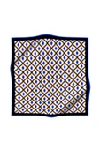 Twill Geometrik Daire Desenli Saks Renkli 90x90 Eşarp (İpek İçermez) Dikim Şekli : El Dikişi thumbnail 2
