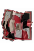 Twill Çizgili Ve Geometrik Desenli Bordo Renkli 90x90 Eşarp (İpek İçermez) Kenar Dikiş Şekli El Dikişli thumbnail 1