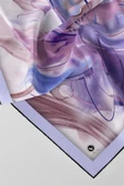 Twill Çiçek Tablo Desenli Lila Renkli 90x90 Eşarp (İpek İçermez) Kenar Dikiş Şekli El Dikişli thumbnail 2