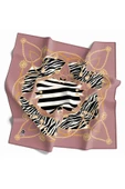 Twill Gold Detaylı Zebra Desenli Gül Kurusu Renkli 90x90 Eşarp (İpek İçermez) Kenar Dikiş Şekli El Dikişli thumbnail 1