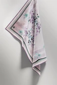 Twill Çiçek Desenli Lila Renkli 90x90 Eşarp (İpek İçermez) Kenar Dikiş Şekli El Dikişli thumbnail 5