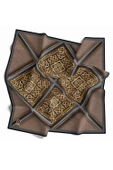 Twill Gold Çerçeveli Barok Desenli Bej Renkli 90x90 Eşarp (İpek İçermez) Kenar Dikiş Şekli El Dikişli thumbnail 2