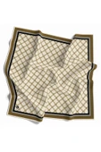 Twill Minik Motifli Geometrik Desenli Bej - Kahverengi Renkli 90x90 Eşarp (İpek İçermez) Dikim Şekli : El Dikişi thumbnail 1