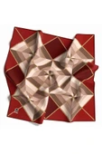 Twill Geometrik Desenli Bordo Renkli 90x90 Eşarp (İpek İçermez) Kenar Dikiş Şekli El Dikişli thumbnail 1