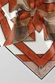 Twill Mermer Desenli Taba - Bej Renkli 90x90 Eşarp (İpek İçermez) Kenar Dikiş Şekli El Dikişli thumbnail 2
