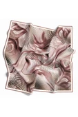 Twill Geometrik Ve Dalga Desenli Pudra Renkli 90x90 Eşarp (İpek İçermez) Dikim Şekli : El Dikişi thumbnail 1