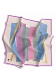 Twill Geometrik Desenli Pembe Renkli 90x90 Eşarp (İpek İçermez) Kenar Dikiş Şekli El Dikişli thumbnail 1