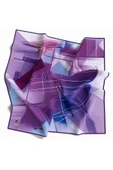 Kristal Geometrik Desenli Mor Renkli 90x90 Eşarp (İpek İçermez) Kenar Dikiş Şekli El Dikişli thumbnail 1