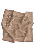 Twill Leopar Desenli Bej Renkli 90x90 Eşarp (İpek İçermez) Kenar Dikiş Şekli El Dikişli thumbnail 1