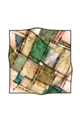 Twil Yamalı Ve Geometrik Desenli Zümrüt Yeşili Renkli 90x90 Eşarp (İpek İçermez) Dikim Şekli : El Dikişi thumbnail 2