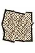 Twill Geometrik Daire Desenli Haki Renkli 90x90 Eşarp (İpek İçermez) Dikim Şekli : El Dikişi thumbnail 3