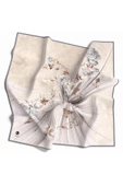 Twill Çiçekli Desenli Gri Renkli 90x90 Eşarp (İpek İçermez) Kenar Dikiş Şekli El Dikişli thumbnail 1