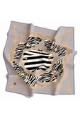 Twill Gold Detaylı Zebra Desenli Gümüş Renkli 90x90 Eşarp (İpek İçermez) Kenar Dikiş Şekli El Dikişli thumbnail 1