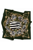 Twill Gold Detaylı Zebra Desenli Zümrüt Yeşili Renkli 90x90 Eşarp (İpek İçermez) Kenar Dikiş Şekli El Dikişli thumbnail 1