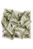 Twill Geometrik Ve Dalga Desenli Mint Yeşili Renkli 90x90 Eşarp (İpek İçermez) Dikim Şekli : El Dikişi thumbnail 1