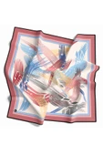 Twill Geometrik Desenli Pudra Renkli 90x90 Eşarp (İpek İçermez) Kenar Dikiş Şekli El Dikişli thumbnail 1