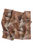 Twill Dokulu Geometrik Desenli Bakır Renkli 90x90 Eşarp (İpek İçermez) Kenar Dikiş Şekli El Dikişli thumbnail 2