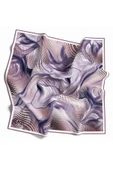 Twill Geometrik Ve Dalga Desenli Mor Renkli 90x90 Eşarp (İpek İçermez) Dikim Şekli : El Dikişi thumbnail 1