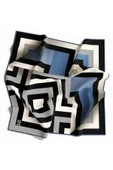 Twill Geometrik Desenli İndigo Renkli 90x90 Eşarp (İpek İçermez) Dikim Şekli : El Dikişi thumbnail 3