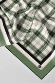 Twill Ekose Desenli Mint Yeşili Renkli 90x90 Eşarp (İpek İçermez) Kenar Dikiş Şekli El Dikişli thumbnail 2