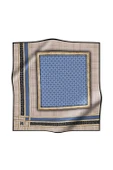 Twill Gold Bordürlü Geometrik Desenli Bebe Mavisi Renkli 90x90 Eşarp (İpek İçermez) Kenar Dikiş Şekli El Dikişli thumbnail 2