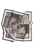 Twill Geometrik Desenli Gri Renkli 90x90 Eşarp (İpek İçermez) Kenar Dikiş Şekli El Dikişli thumbnail 2