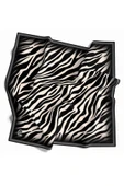 Twill Zebra Desenli Krem - Gri Renkli 90x90 Eşarp (İpek İçermez) Dikim Şekli : El Dikişi thumbnail 1