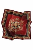 Twill Barok Desenli Bordo Renkli 90x90 Eşarp (İpek İçermez) Dikim Şekli : El Dikişi thumbnail 2