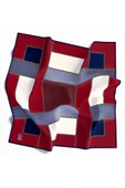 Twill Geometrik Desenli Bordo - Lacivert Renkli 90x90 Eşarp (İpek İçermez) Kenar Dikiş Şekli El Dikişli thumbnail 2