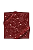 Twill Galaksi Desenli Bordo Renkli 90x90 Eşarp (İpek İçermez) Dikim Şekli : El Dikişi thumbnail 2