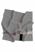 Twill Kazayaklı Şerit Desenli Gri Renkli 90x90 Eşarp (İpek İçermez) Dikim Şekli : El Dikişi thumbnail 2
