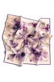 Twill Soyut Desenli Mor Renkli 90x90 Eşarp (İpek İçermez) Kenar Dikiş Şekli El Dikişli thumbnail 1