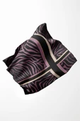 Twill Zebra Desenli Siyah - Lila Renkli 90x90 Eşarp (İpek İçermez) Dikim Şekli : El Dikişi thumbnail 3