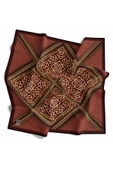 Twill Gold Çerçeveli Barok Desenli Taba Renkli 90x90 Eşarp (İpek İçermez) Kenar Dikiş Şekli El Dikişli thumbnail 2