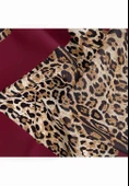%100 Twill İpek Leopar Desenli Bordo Renkli 90x90 Eşarp Dikim Şekli : El Dikişi thumbnail 3