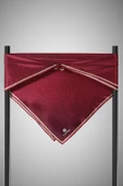 %100 Twill İpek Monogram Desenli Bordo Renkli 90x90 Eşarp Dikim Şekli : El Dikişi thumbnail 6