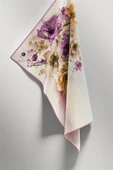 Twill Çiçek Desenli Lila Renkli 90x90 Eşarp (İpek İçermez) Kenar Dikiş Şekli El Dikişli thumbnail 4