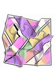 Twill Geometrik Desenli Lila - Limon Sarısı Renkli 90x90 Eşarp (İpek İçermez) Dikim Şekli : El Dikişi thumbnail 1