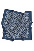 Twill Geometrik Desenli İndigo Renkli 90x90 Eşarp (İpek İçermez) Kenar Dikiş Şekli El Dikişli thumbnail 1